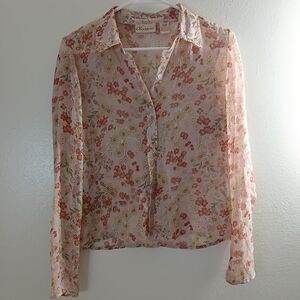 Classic Floral Sheer Button Shirt